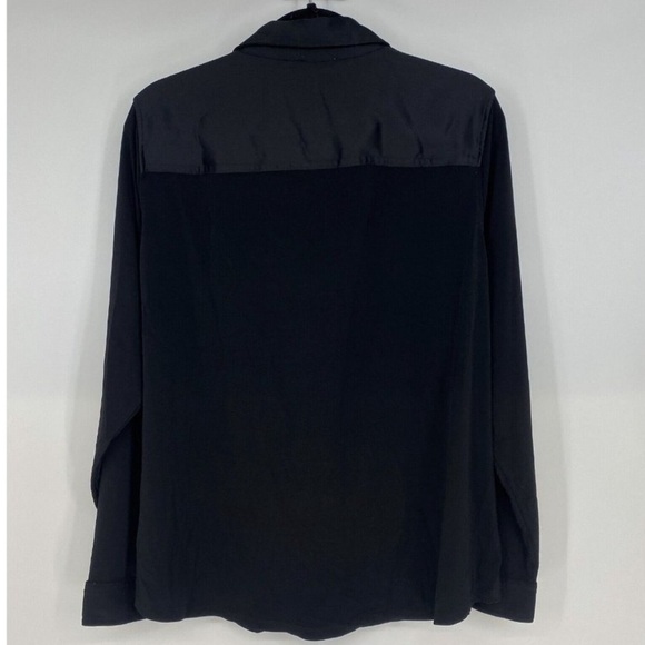 Calvin Klein button-front long sleeve wrinkle-free blouse with satin detail - Picture 3 of 7